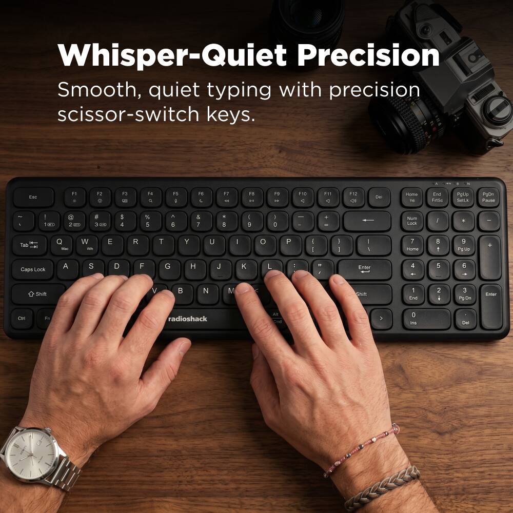 Whisper-Quiet Precision  
Smooth, quiet typing with precision scissor-switch keys.