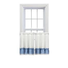 Ellis Curtain - Madelyn Ruflled Victorian 1.5" Rod Pocket Window Curtain Tiers 82"x36" - Slate