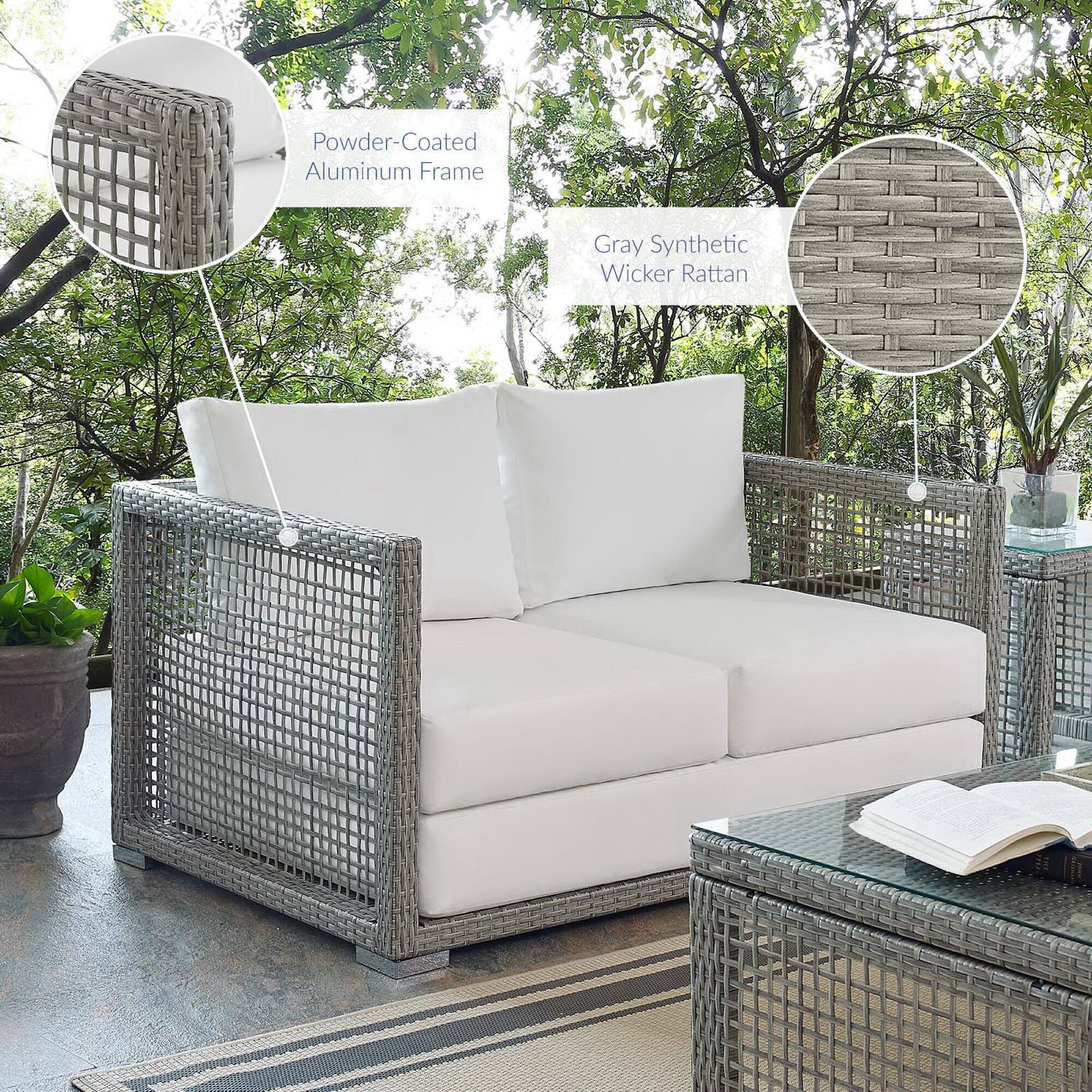 Powder-Coated Aluminum Frame  
Gray Synthetic Wicker Rattan