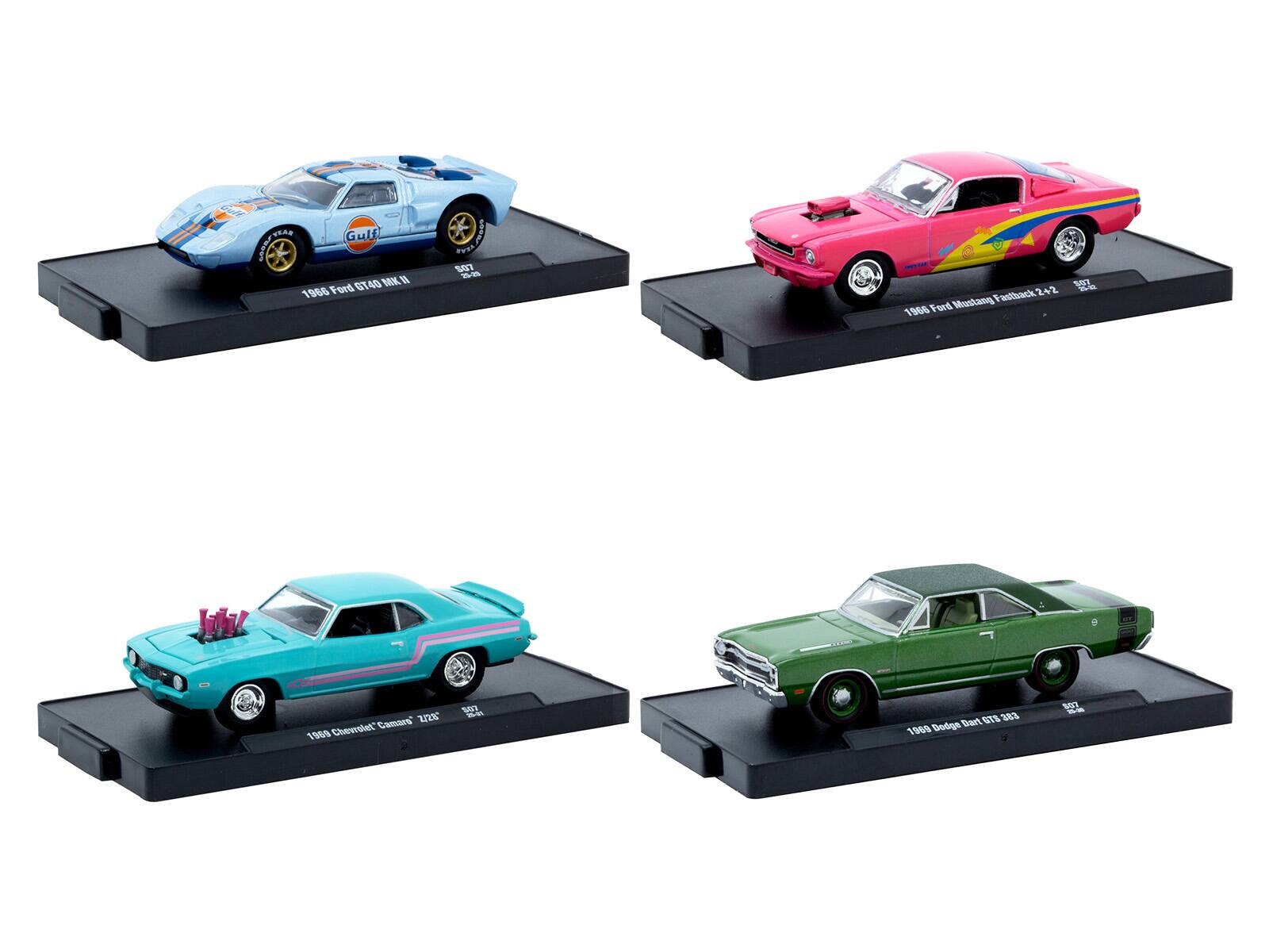 1986 Ford GT40 MK II  
1986 Ford Mustang Fastback 2+2  
1966 Chevrolet Camaro Z28  
1969 Dodge Dart 475 383