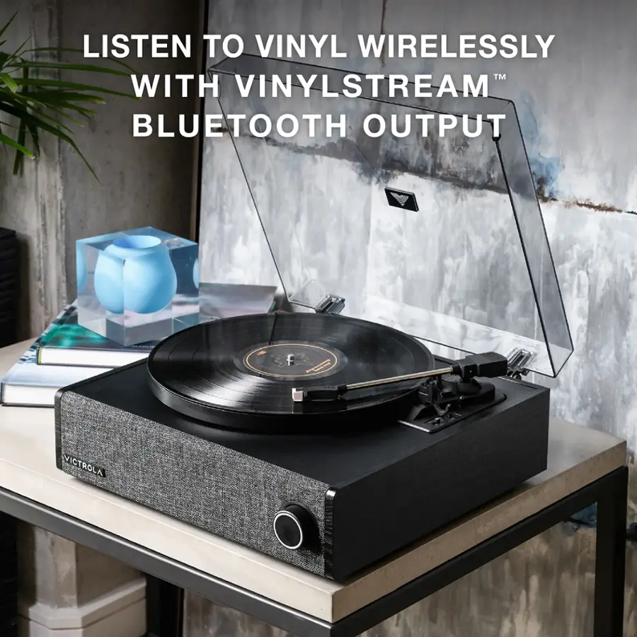 Listen to vinyl wirelessly with VinylStream Bluetooth output from Victrola.