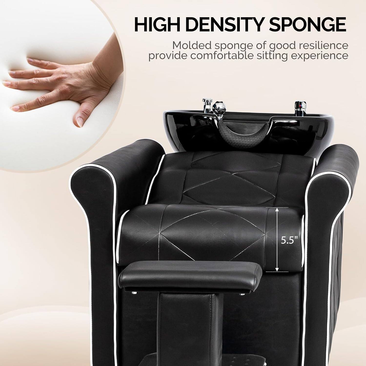 HIGH DENSITY SPONGE  
Molded sponge of good resilience provide comfortable sitting experience  
5.5"