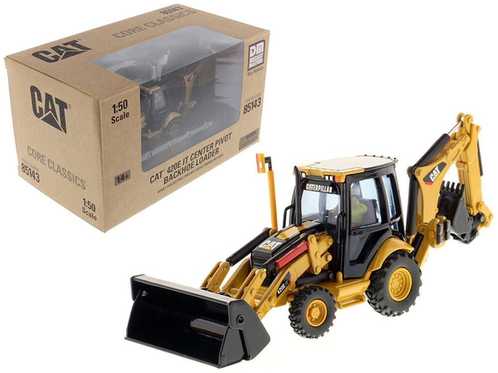 CAT Caterpillar 420E Center Pivot Backhoe Loader & Working Tools & Operator "Core Classics" Series 1/50 Diecast Masters