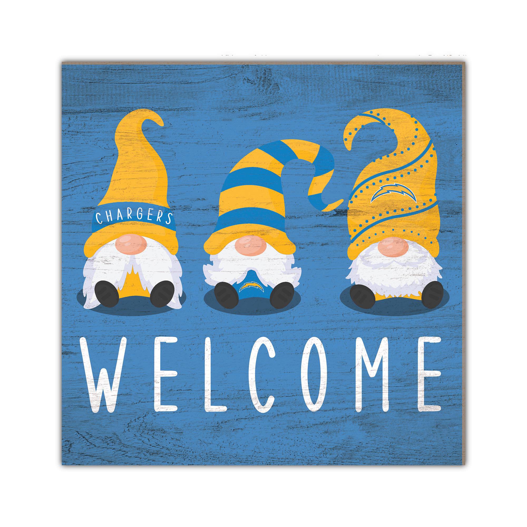 Los Angeles Chargers 10'' x 10'' Welcome Gnomes Sign