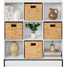 Best Choice Products - Elevated 9-Cube Storage Organizer, 11in Shelf, Bookcase, Display Shelf, w/ Metal Legs - White