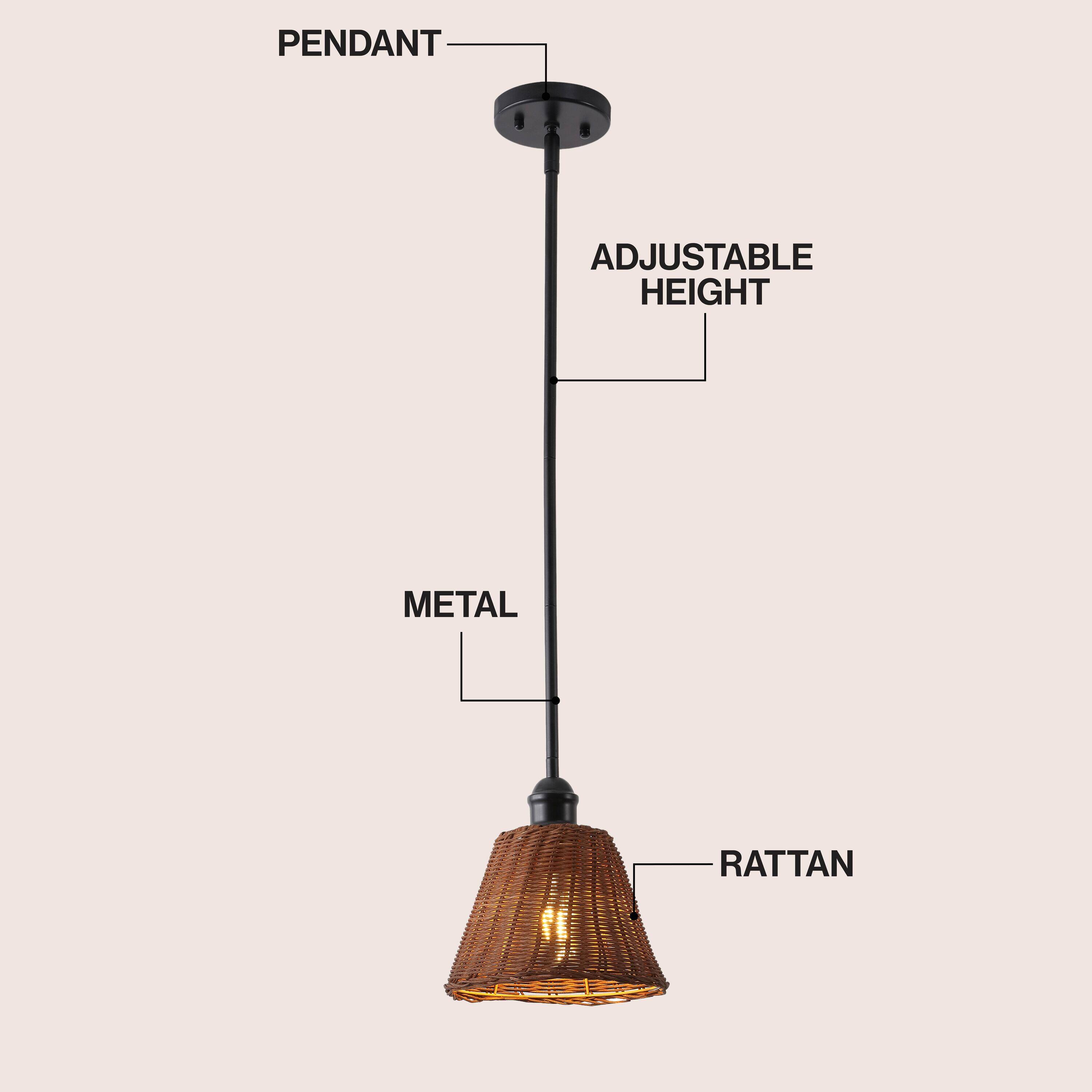Pendant
Adjustable Height
Metal
Rattan