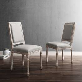 Court Upholstered Fabric Dining Side Chair Set of 2 by Modway - Light Gray
