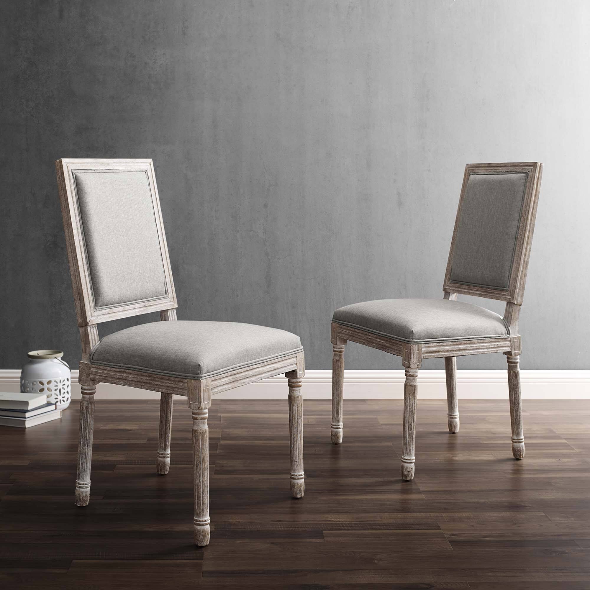 Front. Modway - Court Upholstered Fabric Dining Side Chair Set of 2 by Modway - Light Gray.