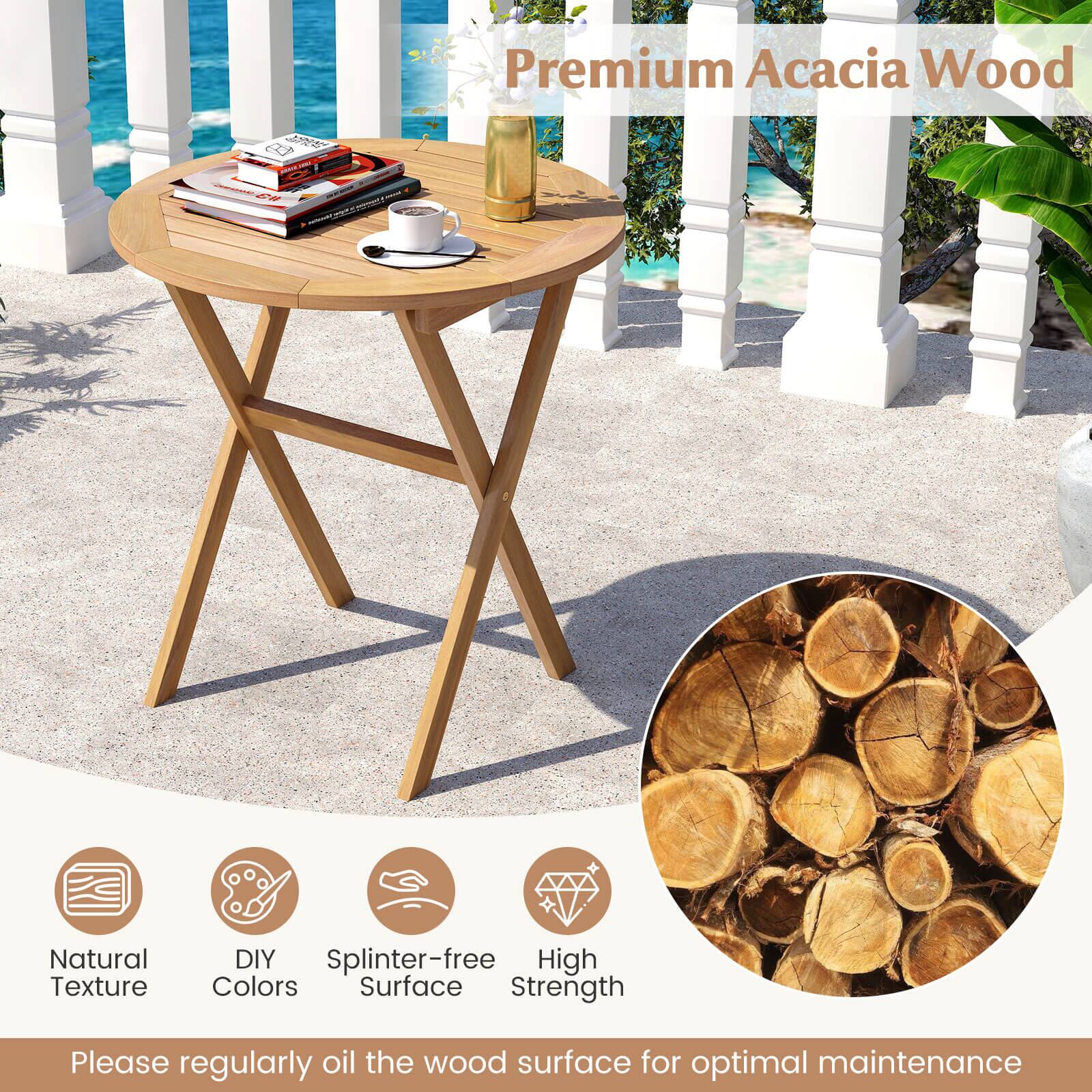 Premium Acacia Wood

- Natural Texture
- DIY Colors
- Splinter-free Surface
- High Strength

Please regularly oil the wood surface for optimal maintenance