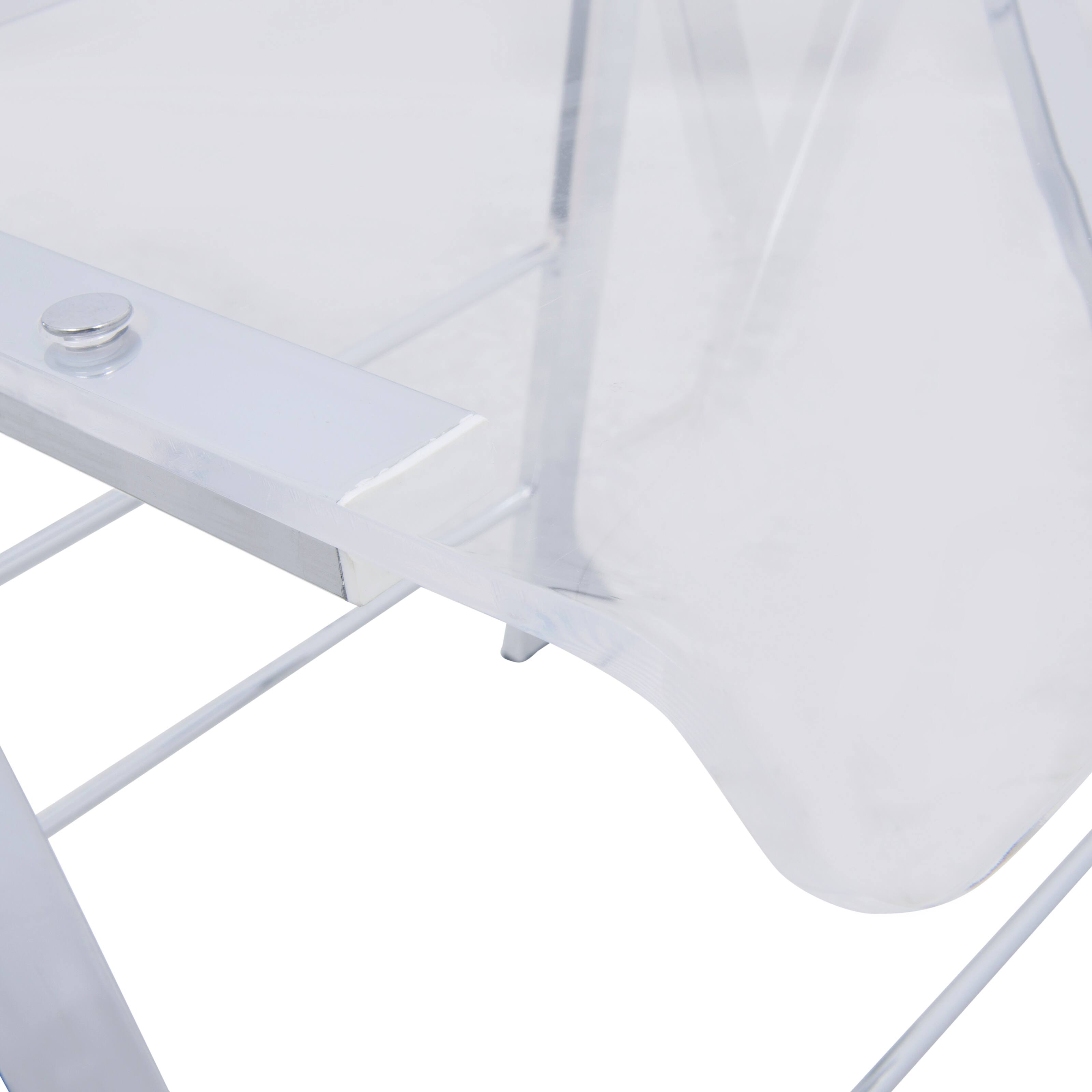 Alt View 3. LeisureMod - Menno 4-PCS Clear Acrylic Folding Accent Chair, Open Back, Powder-Coated Steel Frame - Clear.