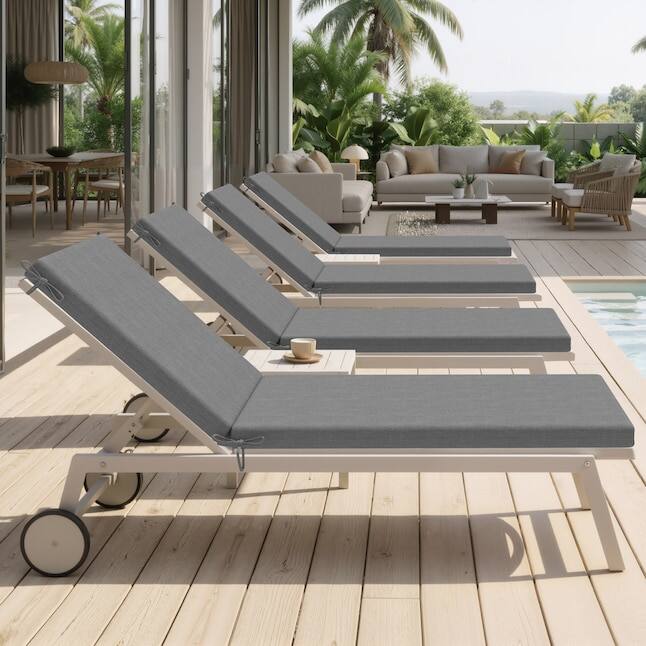Alt View 6. Crestlive Products - Crestlive Products 1pc 72in Outdoor Water Resistant Chaise Lounge Chair Cushion with Ties Patio lounge cushion - Light gray.