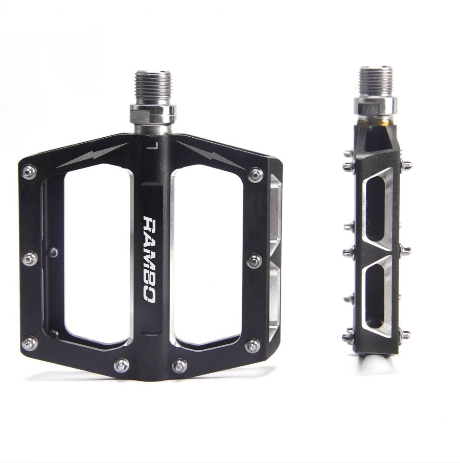 Left. Rambo Bikes - Rambo Large Platform Anti-Slip Pedals - Black.