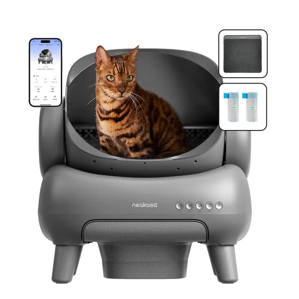 Left. NEAKASA - Neakasa M1 Plus Open Top Self-Cleaning Cat Litter Box - Grey.