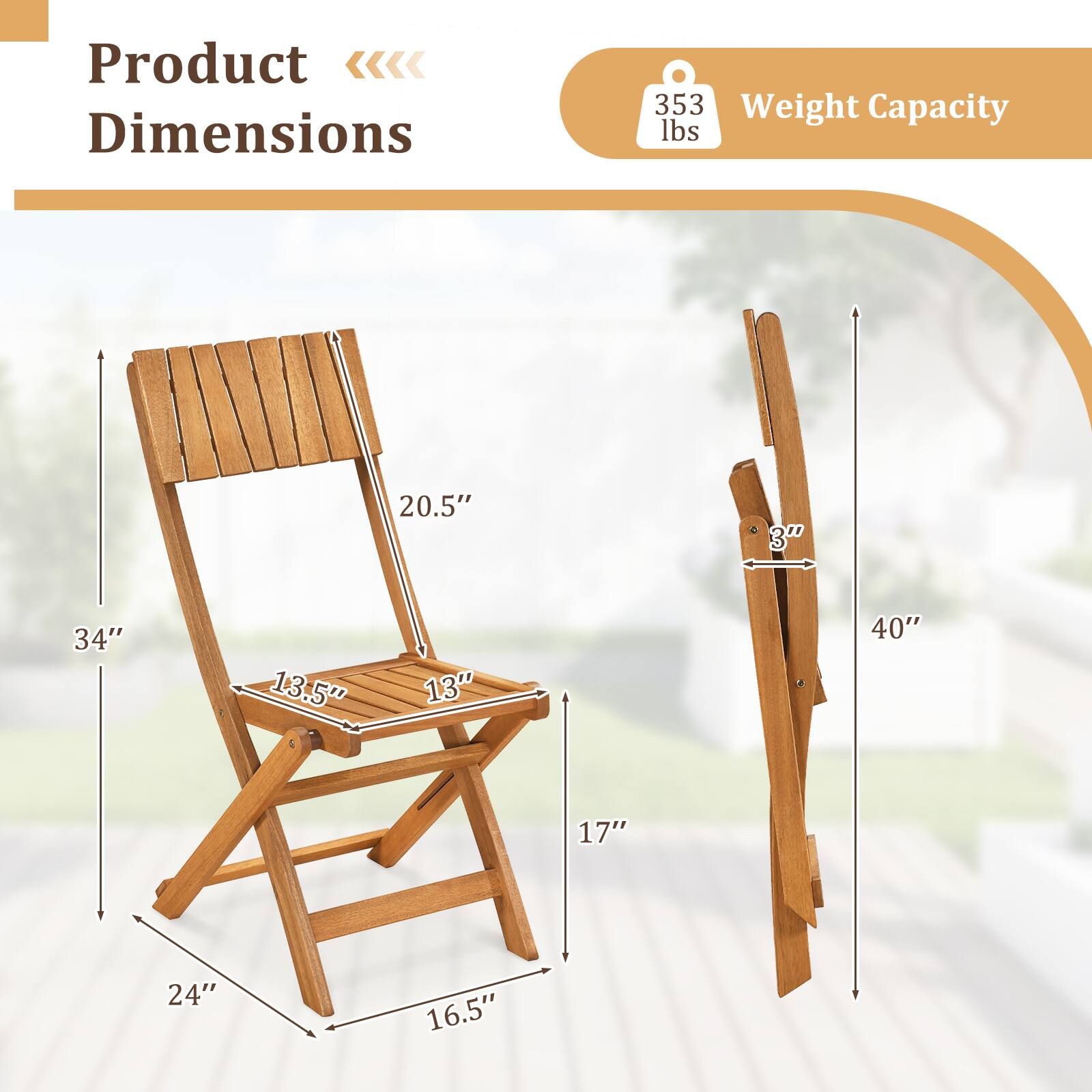 Product Dimensions: 353 lbs, Weight Capacity: 20.5" x 3" x 34" x 13.5" x 13" x 40" x 17" x 24" x 16.5"