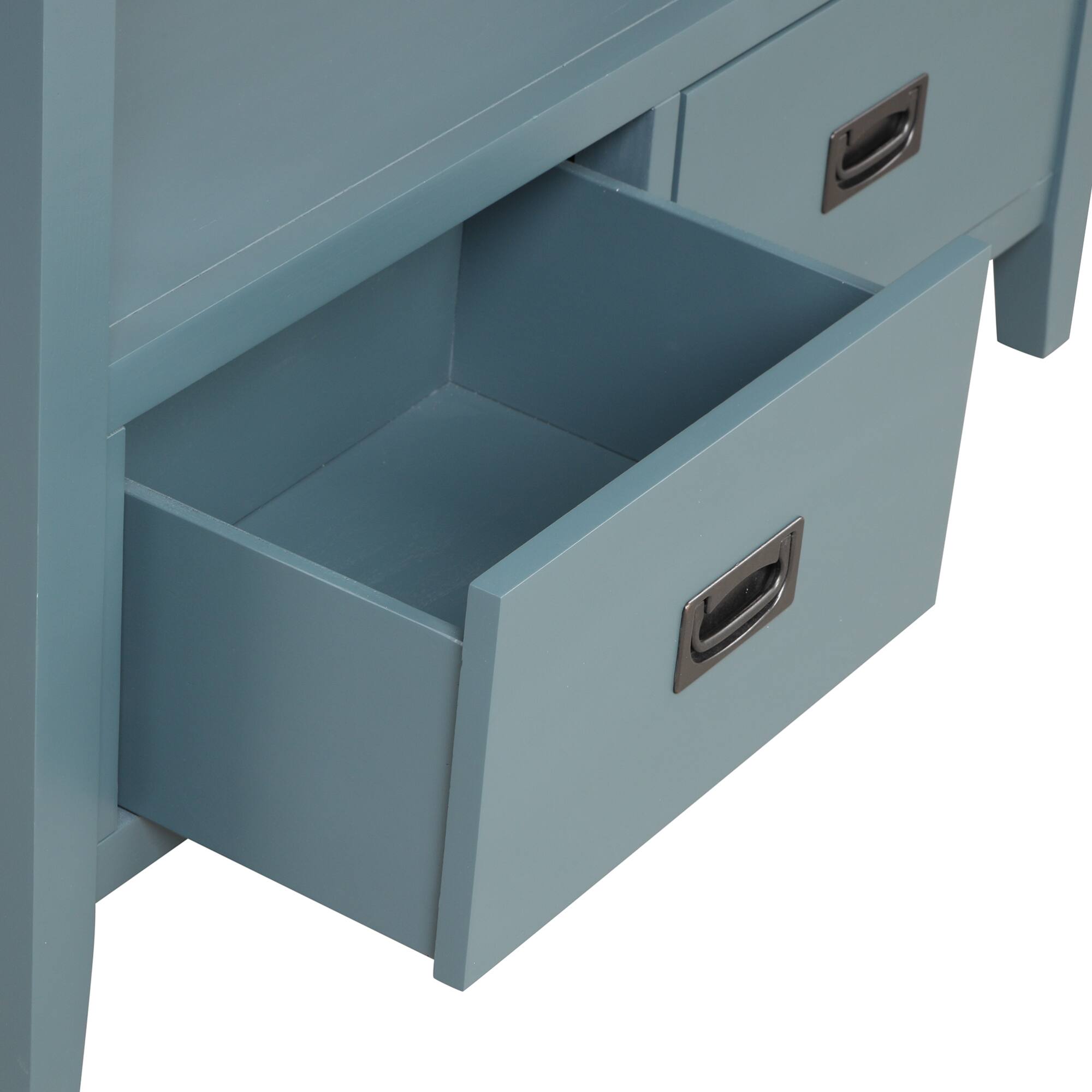 Alt View 8. GOODSILO - Farmhouse Pine Wood Console Table with Drawers and Storage Shelf for Entryway Living Room Bedroom Hallway Kitchen - Blue.