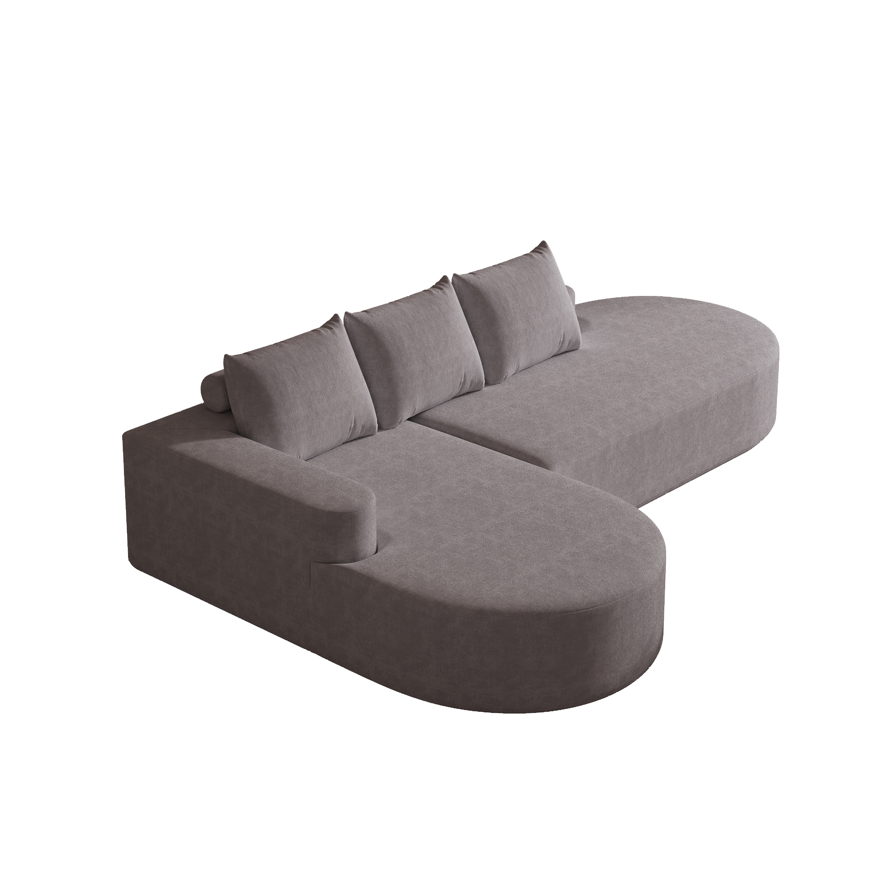 Alt View 2. Roomtec - Modern Curved sofa Chenille Upholstered Sectional Sofa Couch SetModular 108.5 inch L Shaped Sectional Living Room Sofa - Grey.