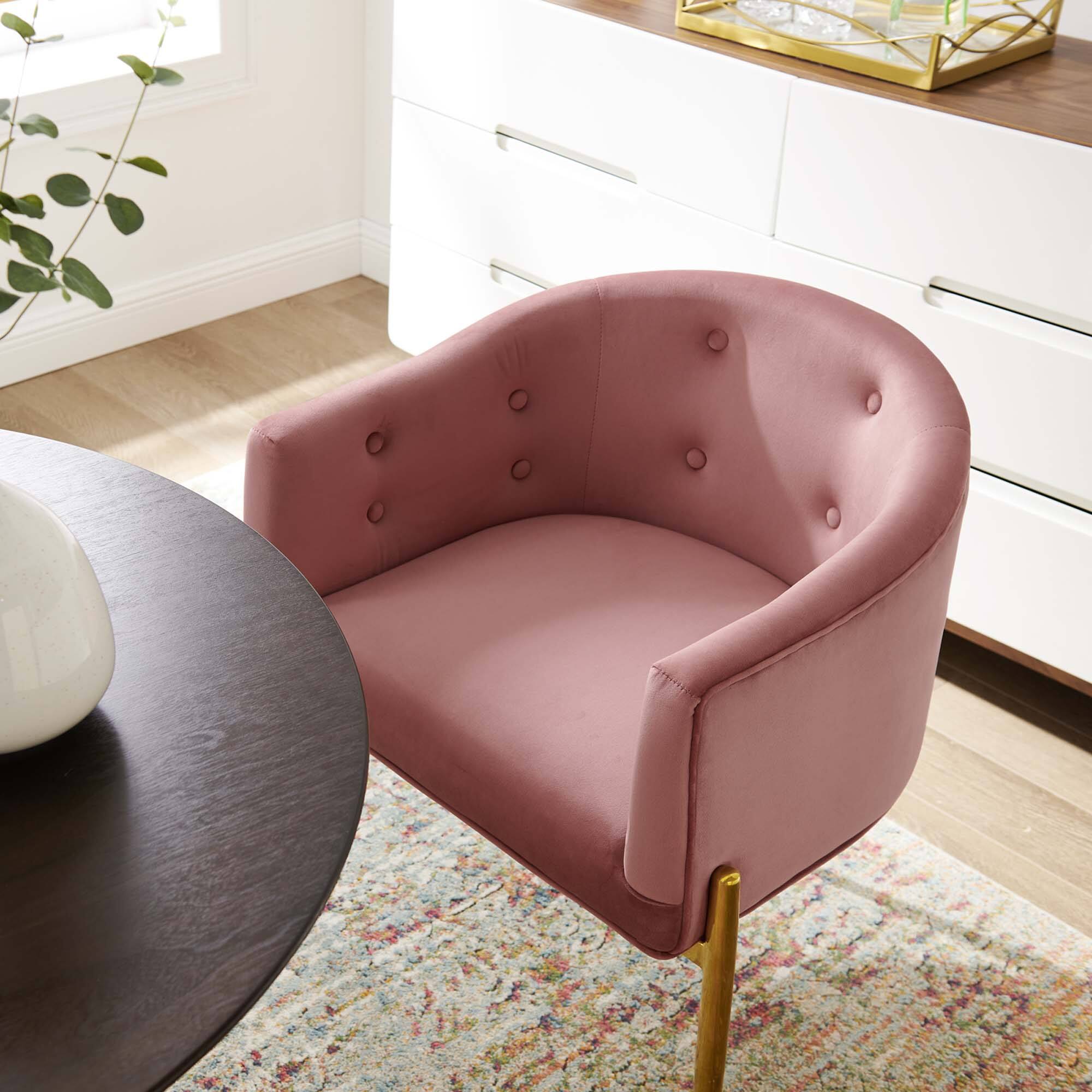 Back. Modway - Savour Tufted Performance Velvet Accent Chair by Modway - Dusty Rose.