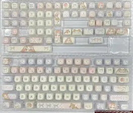 Womier - Cute Theme PBT Keycaps, MOA Profile Round Keyboard Keycaps, Custom Keycaps for All ANSI US Layout Mechanical Keyboard - cutebear-134 Keys