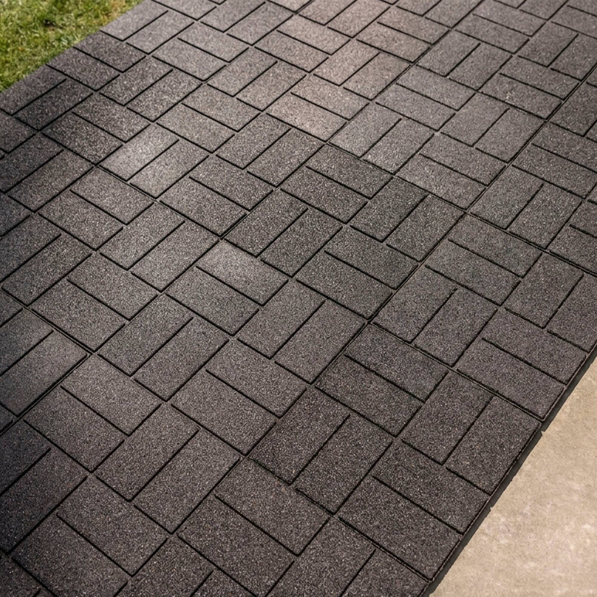 Alt View 3. Tierra Verde - Tierra Verde 16" x 16" Brick Rubber Paver, Outdoor Floor Tiles, Black, 4 Pack.