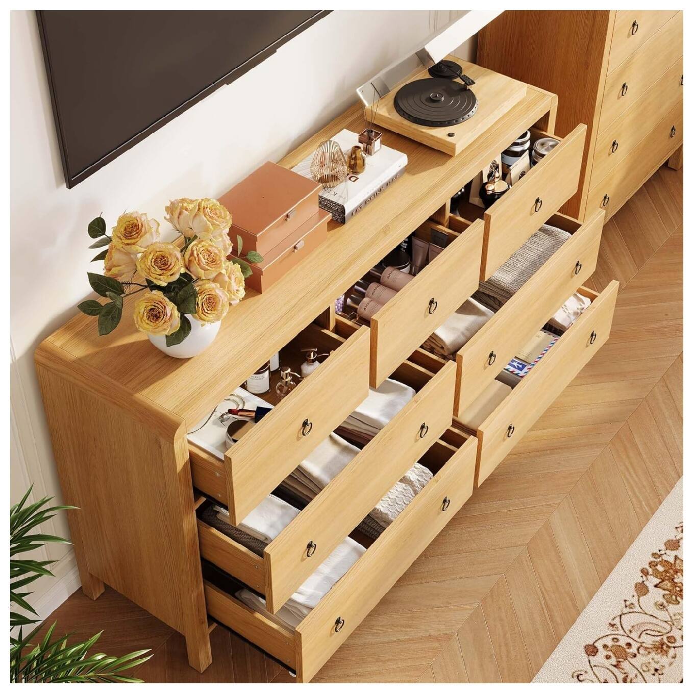 Alt View 2. GARVEE - 7 Drawer Dresser for Bedroom, Wooden Chest of Dressers for Deep Drawers - Natural.