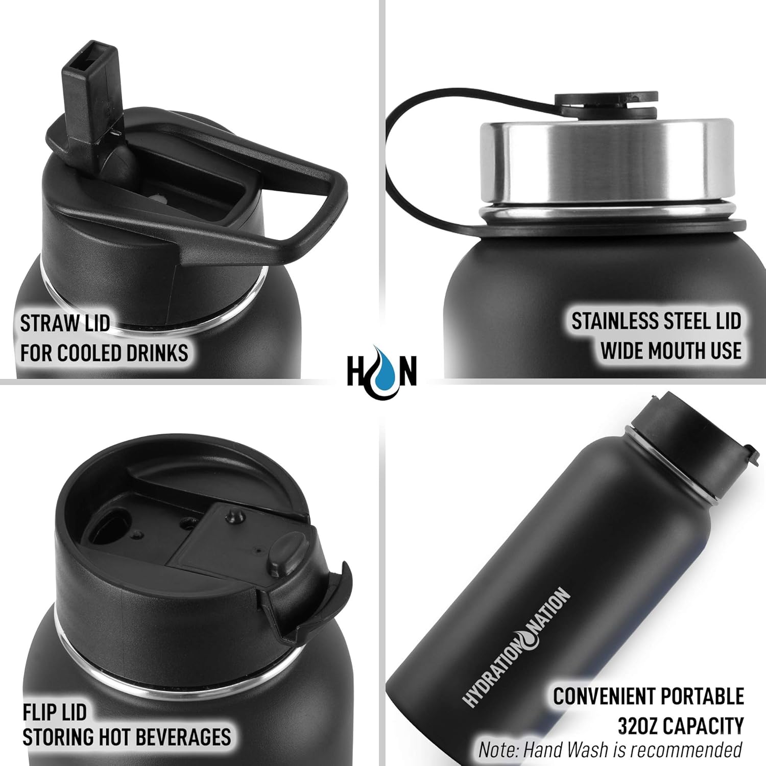 - STRAW LID FOR COOLED DRINKS
- STAINLESS STEEL LID WIDE MOUTH USE
- FLIP LID STORING HOT BEVERAGES
- CONVENIENT PORTABLE 32OZ CAPACITY
- Note: Hand Wash is recommended
