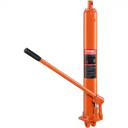 VEVOR - Hydraulic Long Ram Jack, 8 Ton Engine Hoist Cylinder with Single Piston Pump And Clevis Base, Hydraulic Ram Cylinder - Orange