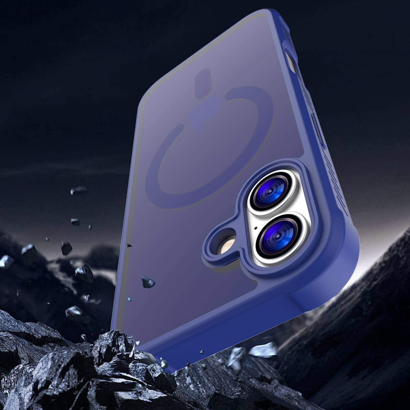 Alt View 1. Dteck - Magnetic for iPhone 17 Case, Compatible with MagSafe, Military Grade Drop Protection Translucent Matte Phone Cover - Blue.