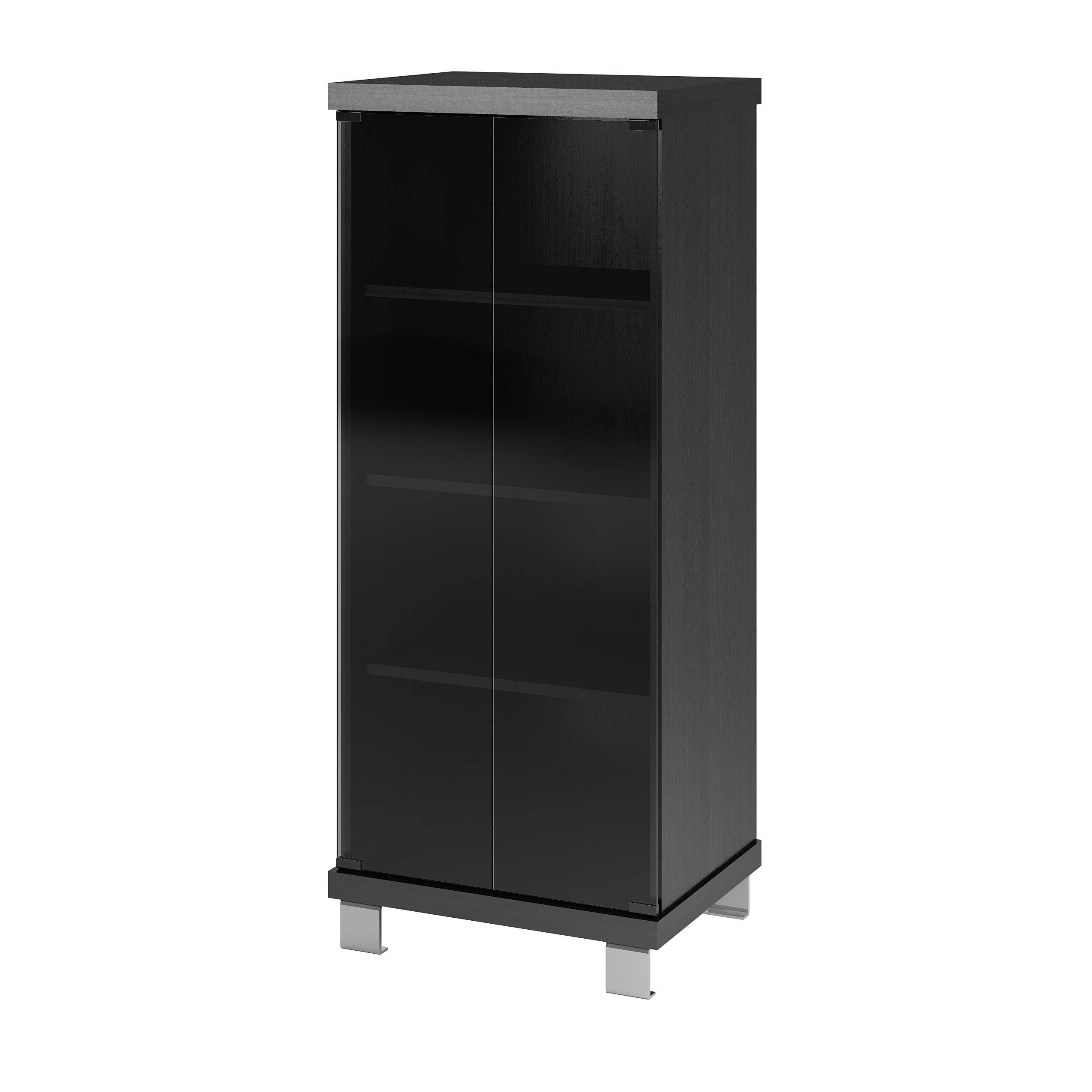 Left. CorLiving - Holland Media Storage Cabinet with Glass Doors - Ravenwood Black.