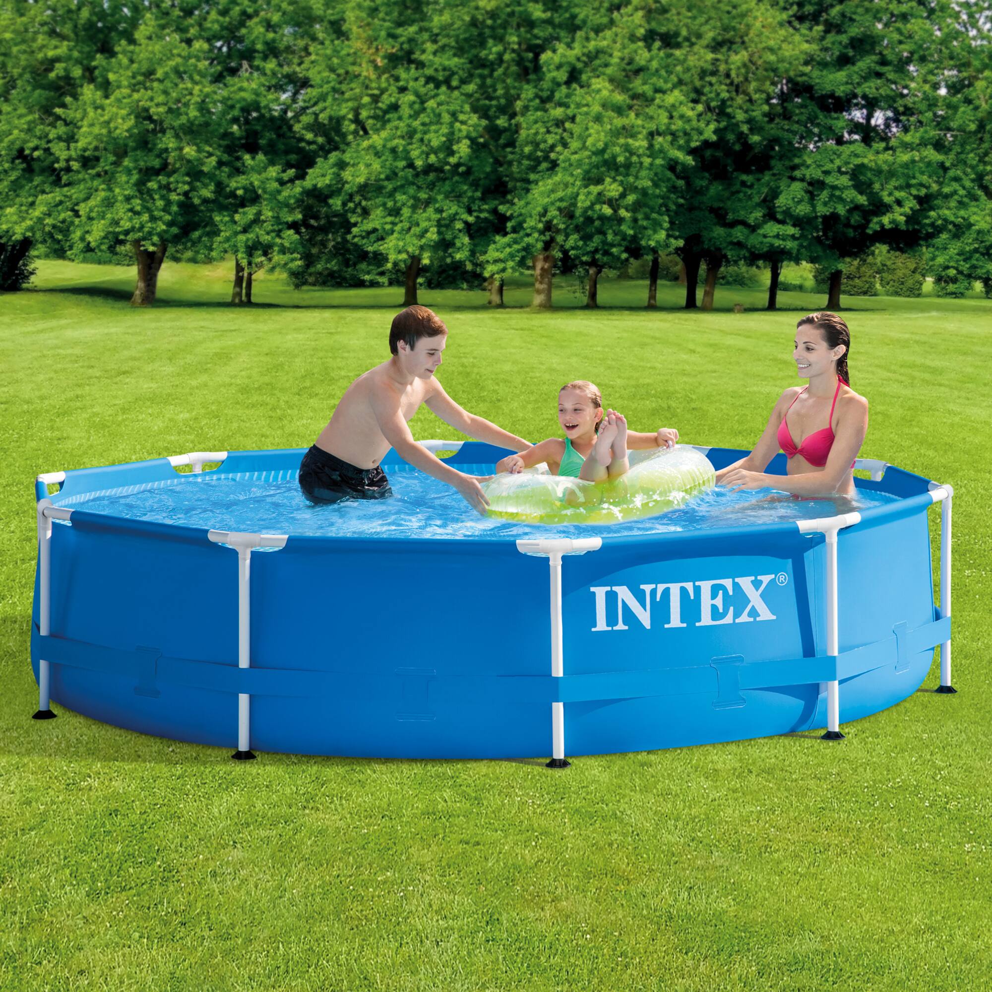 Alt View 11. Intex - 10' x 30" Metal Frame Round Above Ground Swimming Pool with Pump - Blue.