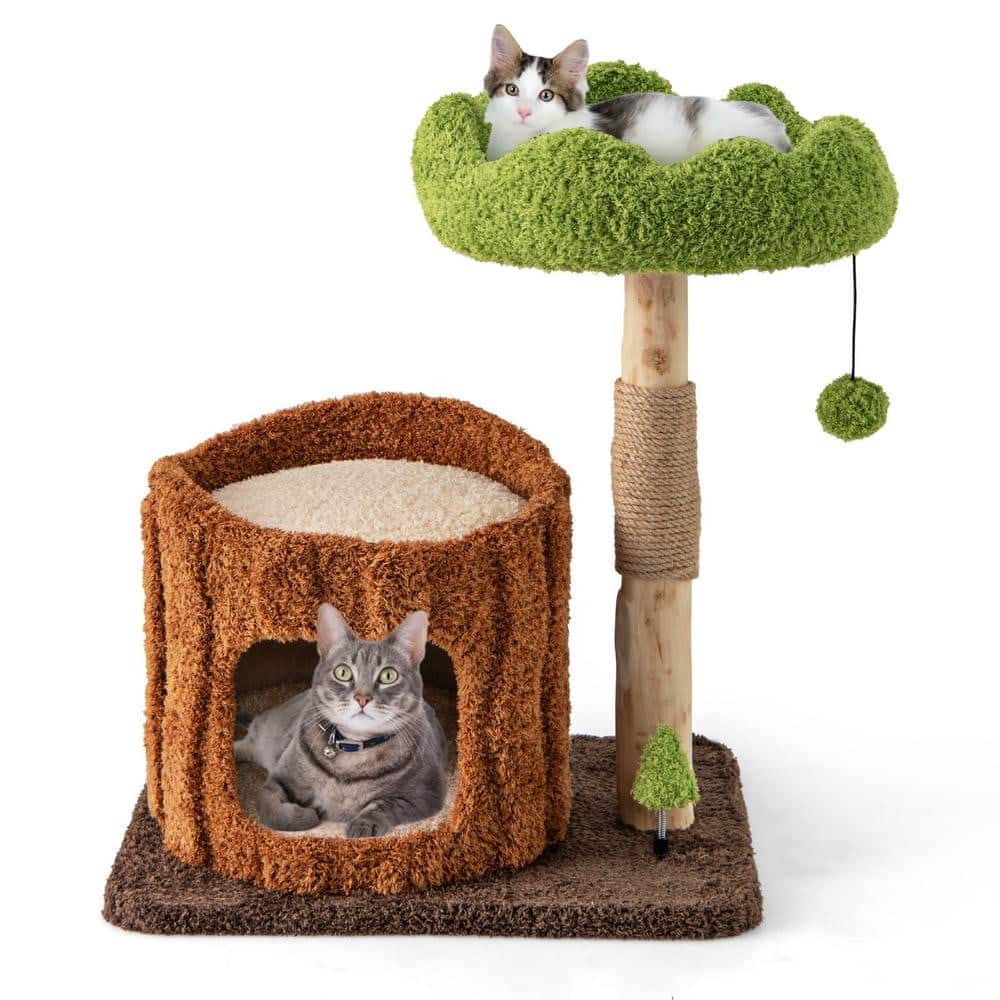 Kadyn - Multi-Level Cat Tower with Scratching Posts and Plush Top Perch - Brown