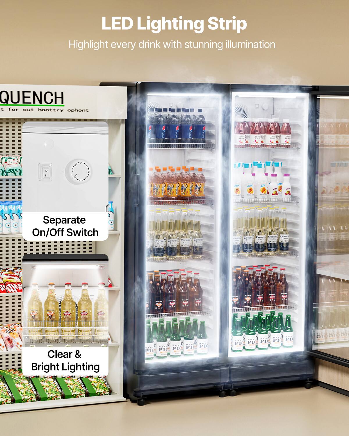 LED Lighting Strip Highlight every drink with stunning illumination

Separate On/Off Switch

Clear & Bright Lighting