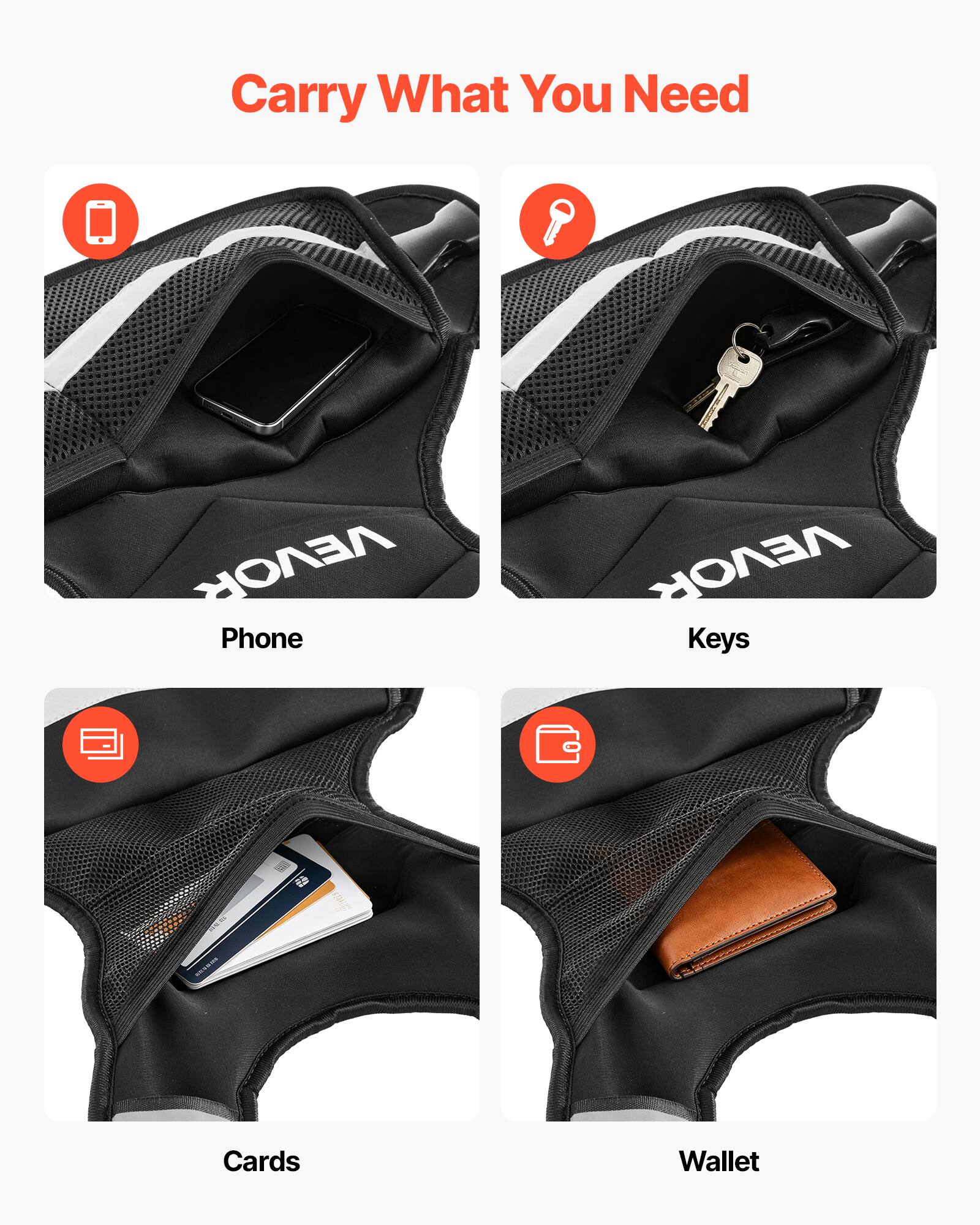 Carry What You Need

Phone

Keys

Cards

Wallet