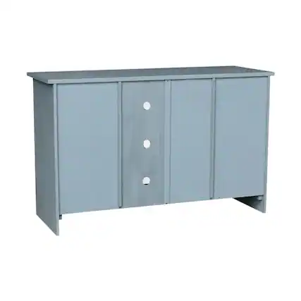 Front. FurniFact - Ocean Blue Hardwood Entertainment Stand with 2 Doors - Blue.