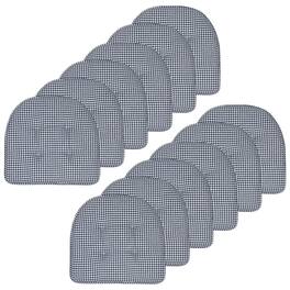 Sweet Home Collection - Houndstooth Stitch U Shaped Memory Foam 17" x 16" Chair Cushions, 12-Pack - Navy