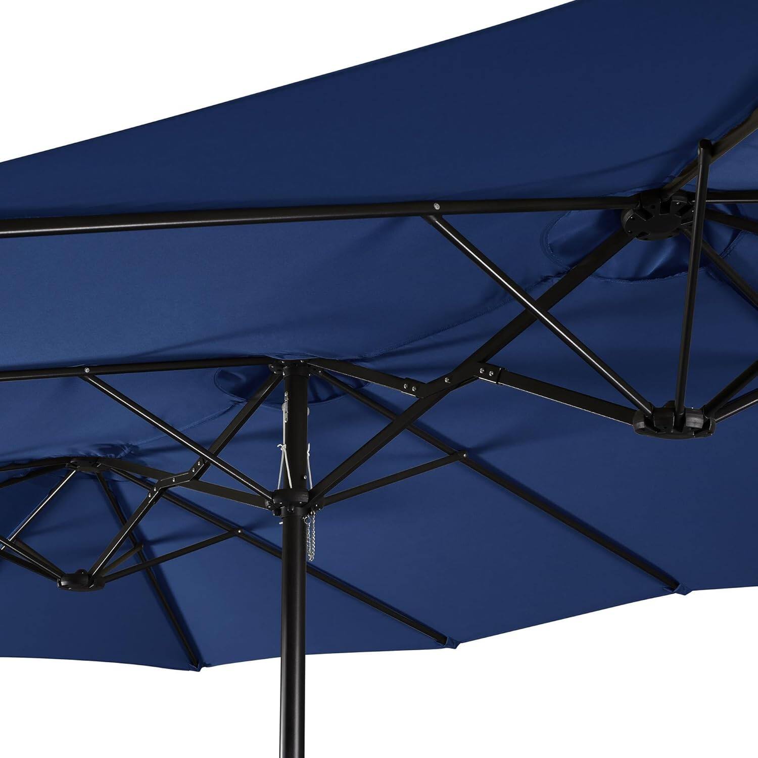 Alt View 4. Yardgrace - 15ft Triple Patio Umbrella with Base Double Sided Easy Crank 12 Ribs Ventilation Openings - Blue.