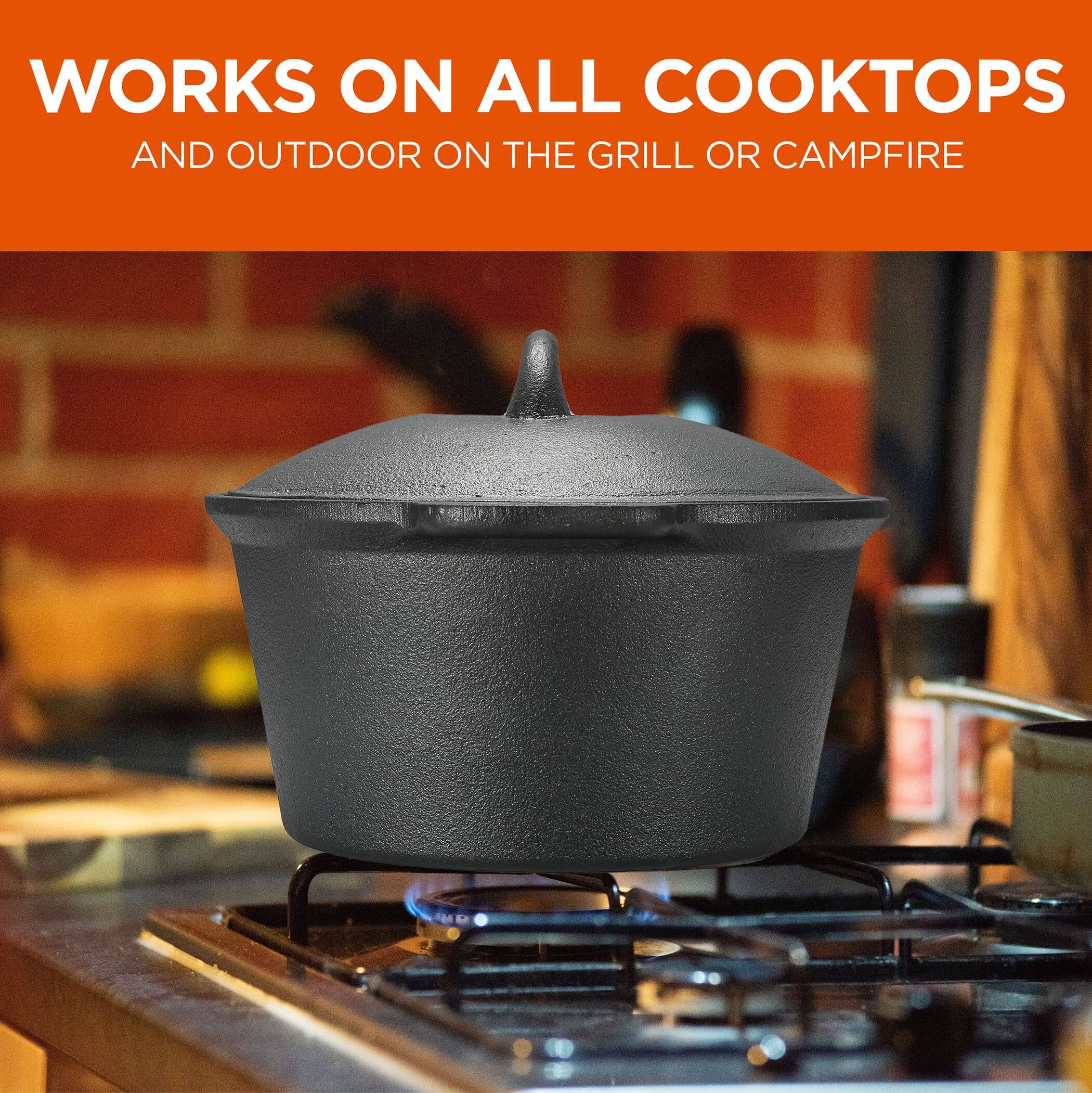WORKS ON ALL COOKTOPS
AND OUTDOOR ON THE GRILL OR CAMPFIRE