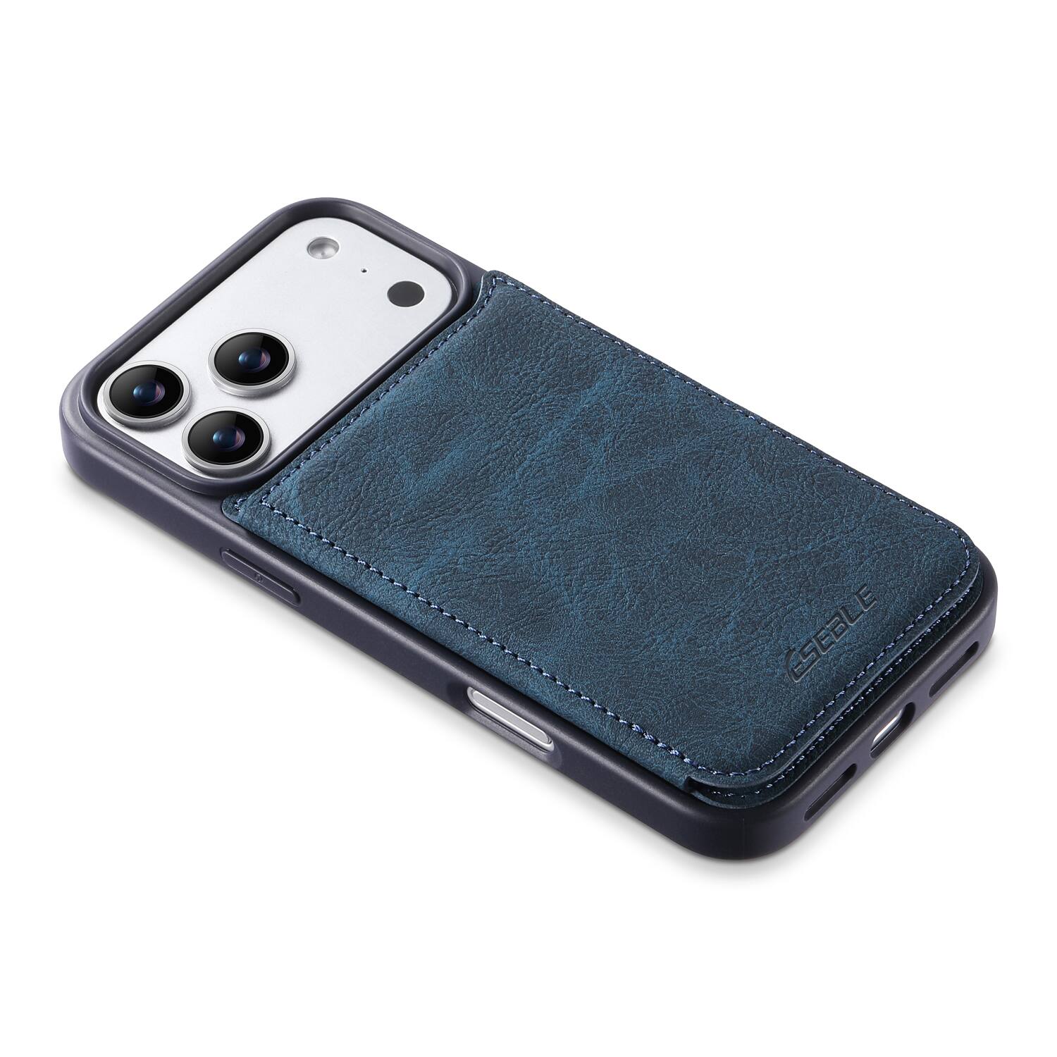 Back. Dteck - for Apple iPhone 17 Pro Max Retro PU Leather Wallet Case,Shockproof Magnetic Closure Flip Hidden Card Slots Back Cover - Blue.