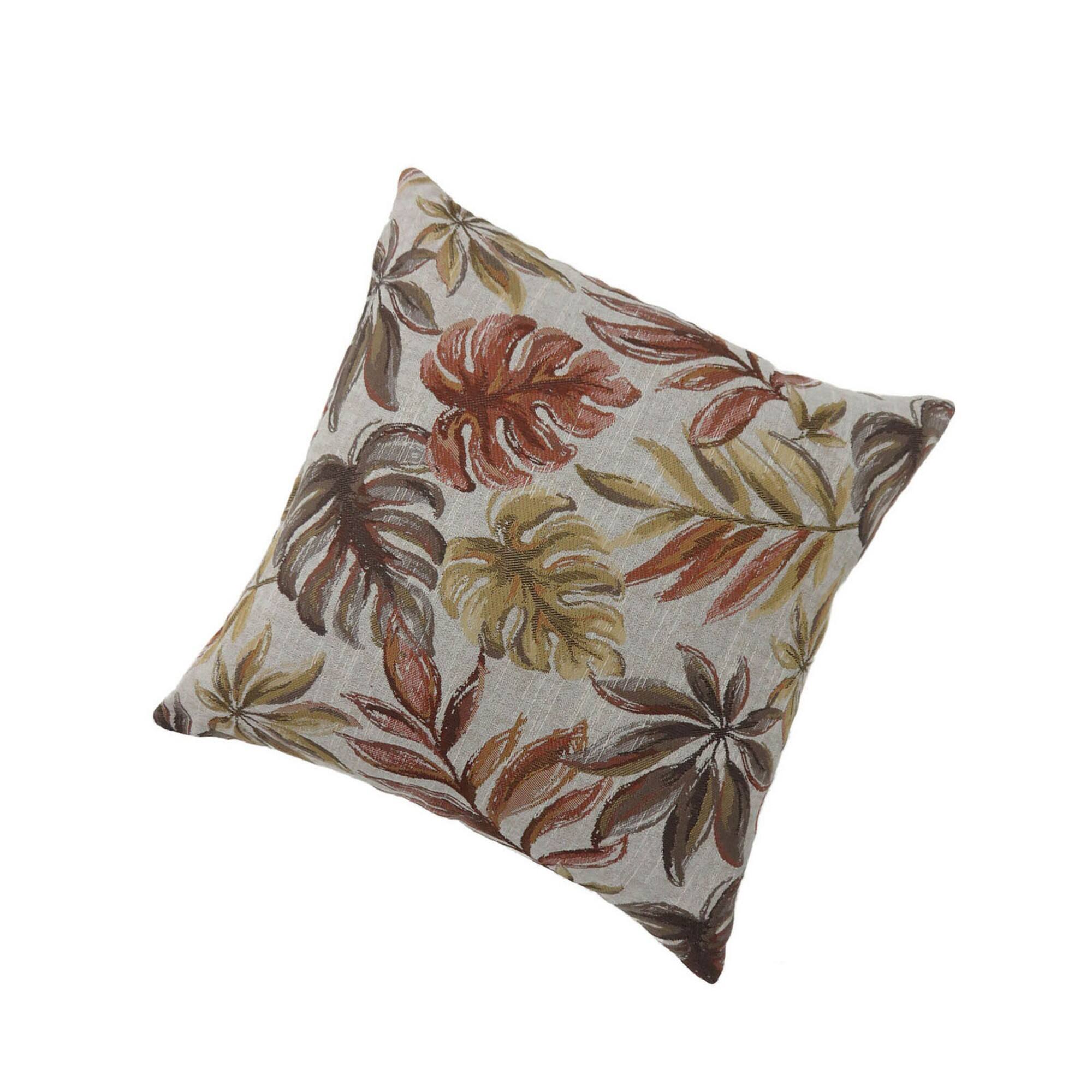 Angle. Manhattan Lane - Contemporary Style Leaf Designed Set of 2 Throw Pillows - Red.