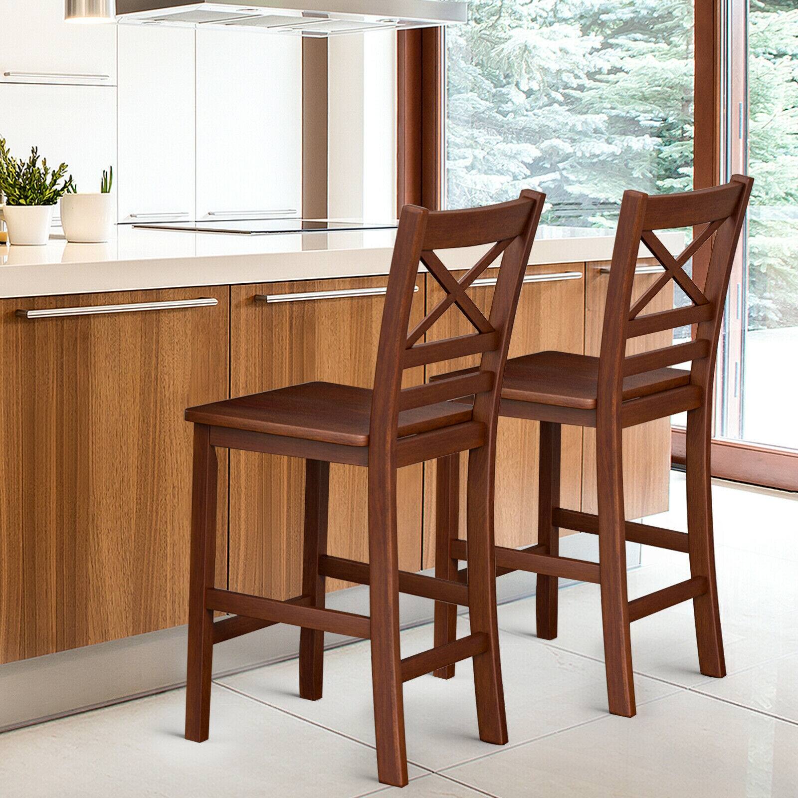 Alt View 1. Ecooso - Set of 2 Bar Stools 25 Inch Counter Height Chairs - Walnut.