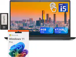 Dell - Inspiron 15 15.6" Touch Screen Laptop,Intel i5-1235U,8GB RAM, 512GB PCIe SSD+160GB Dock Set,Win 11 Pro - Black