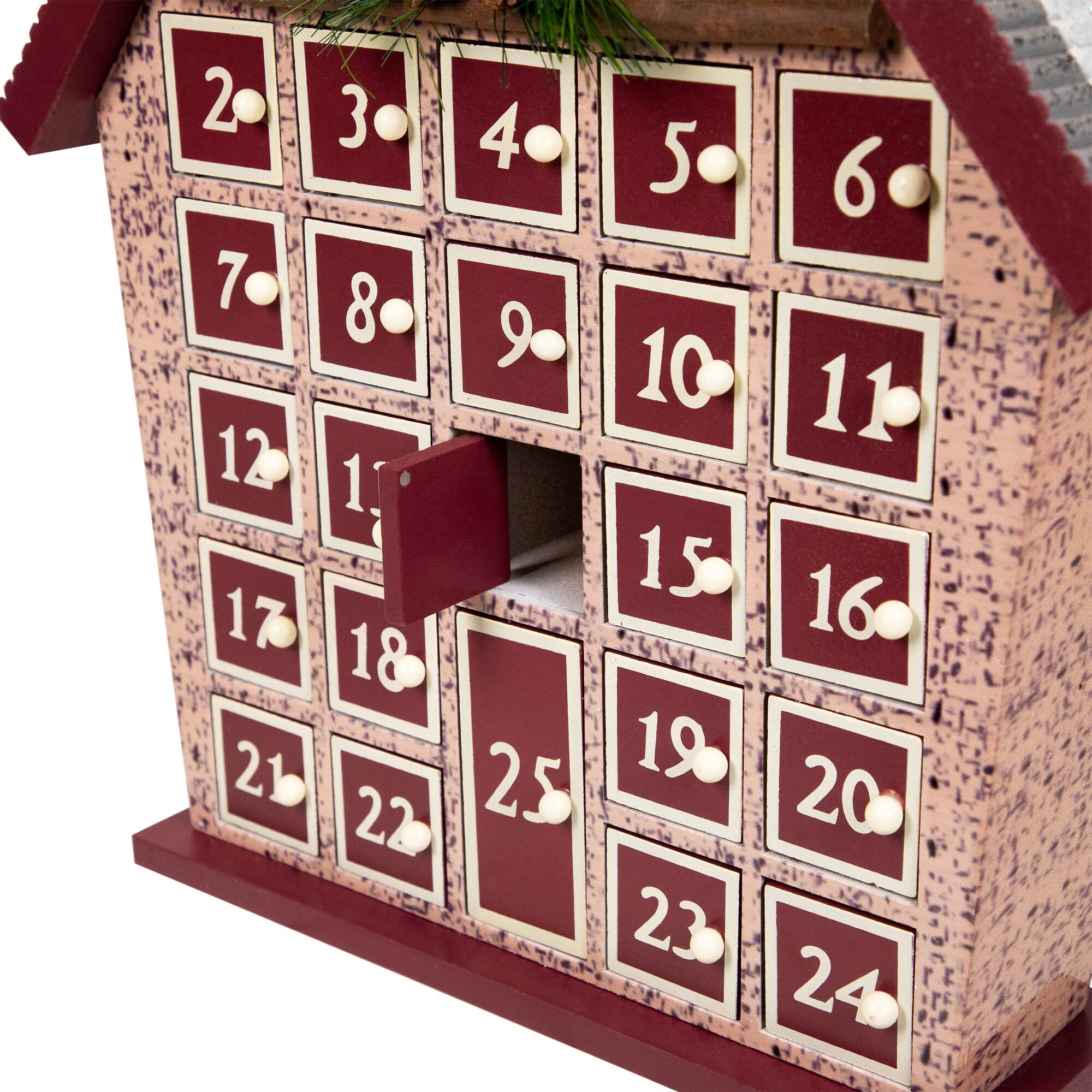 Alt View 5. Northlight - Holiday House Christmas Advent Calendar - 15" - Red.