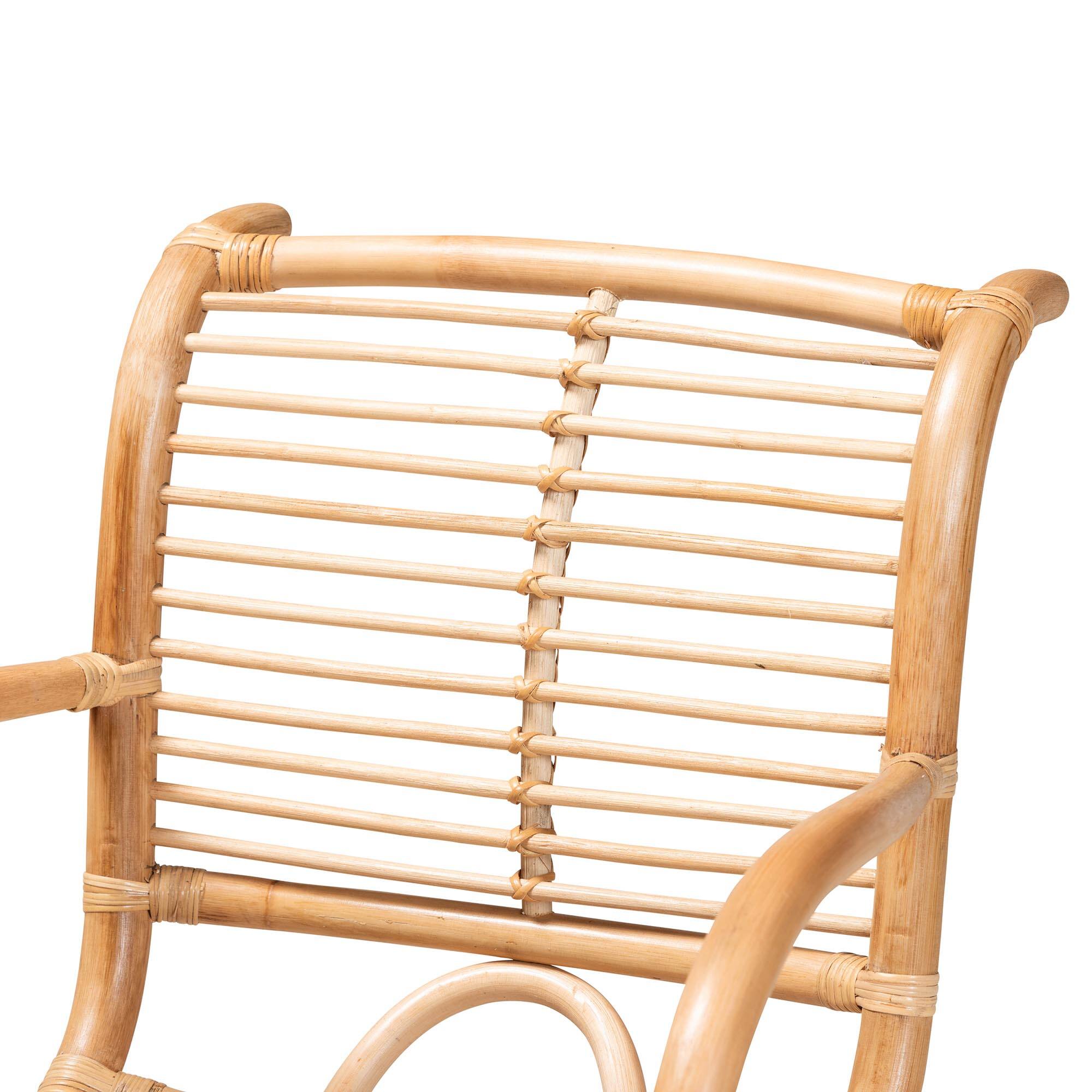 Alt View 1. bali & pari - Seminyak Modern Bohemian Natural Rattan Lounge Chair - Natural Brown.