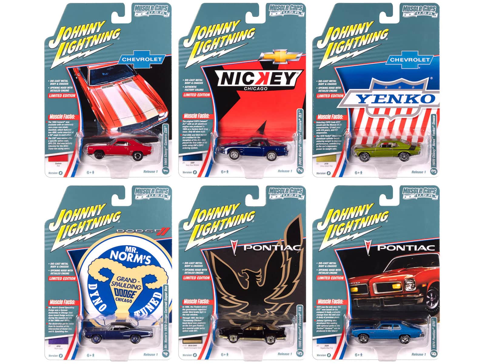 """Muscle Cars USA"" 2025 Release 1 Set B of 6 pieces 1/64 Diecast Model Cars by Johnny Lightning" price history on PriceWatchPro