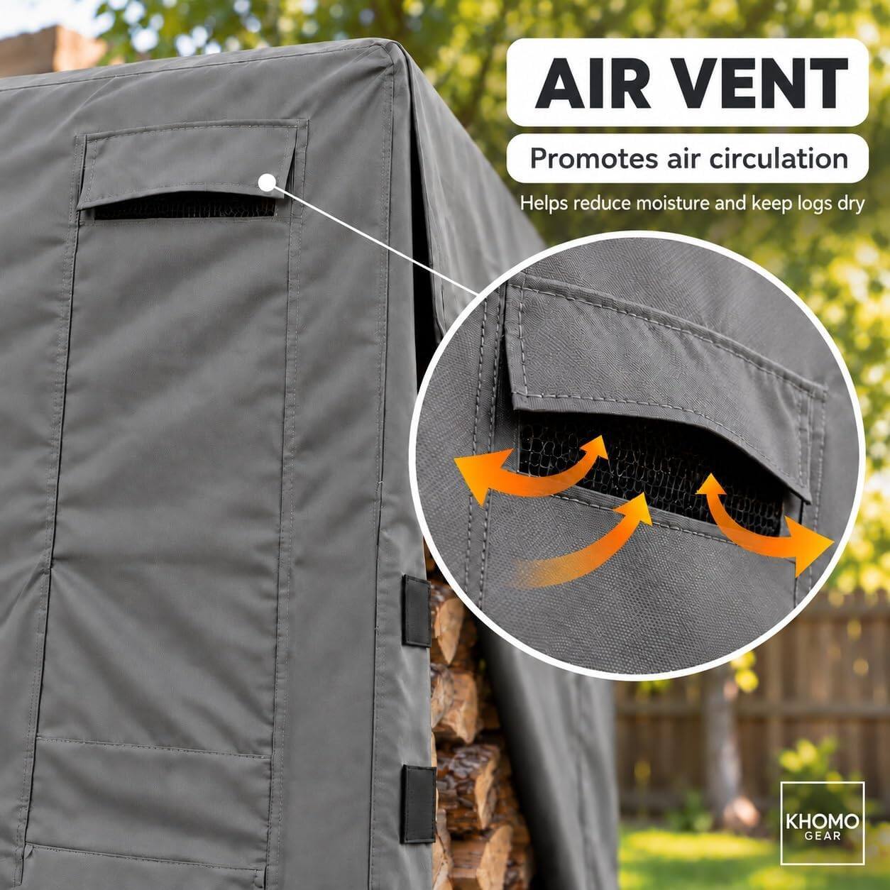 KHOMO GEAR Firewood Rack Cover 8ft Waterproof, Outdoor Log Rack Cover ...