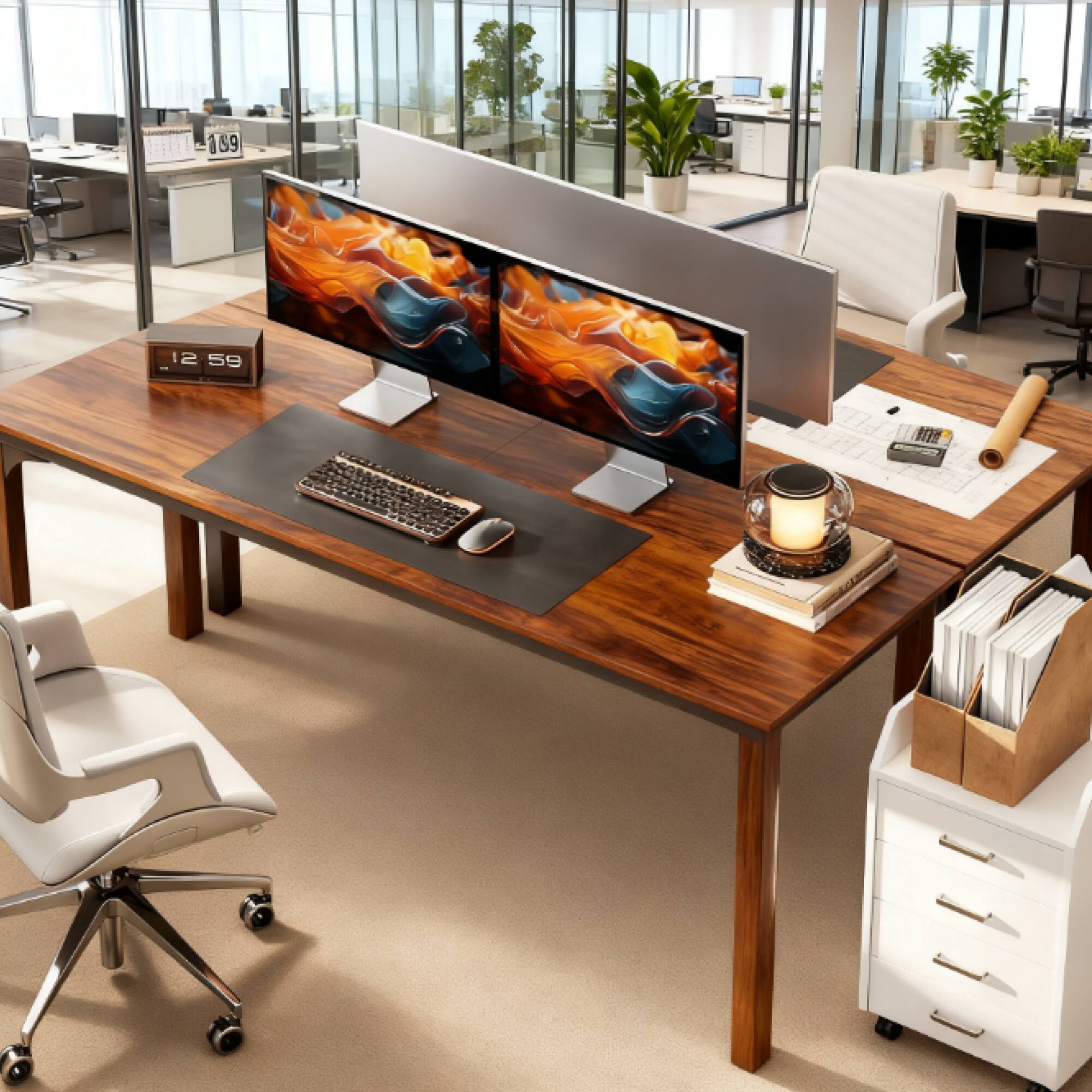 Alt View 4. GOODSILO - Industrial Style Desktop Computer Desk with Metal Frame for Home and Office Workspace - Black+Rustic Brown.