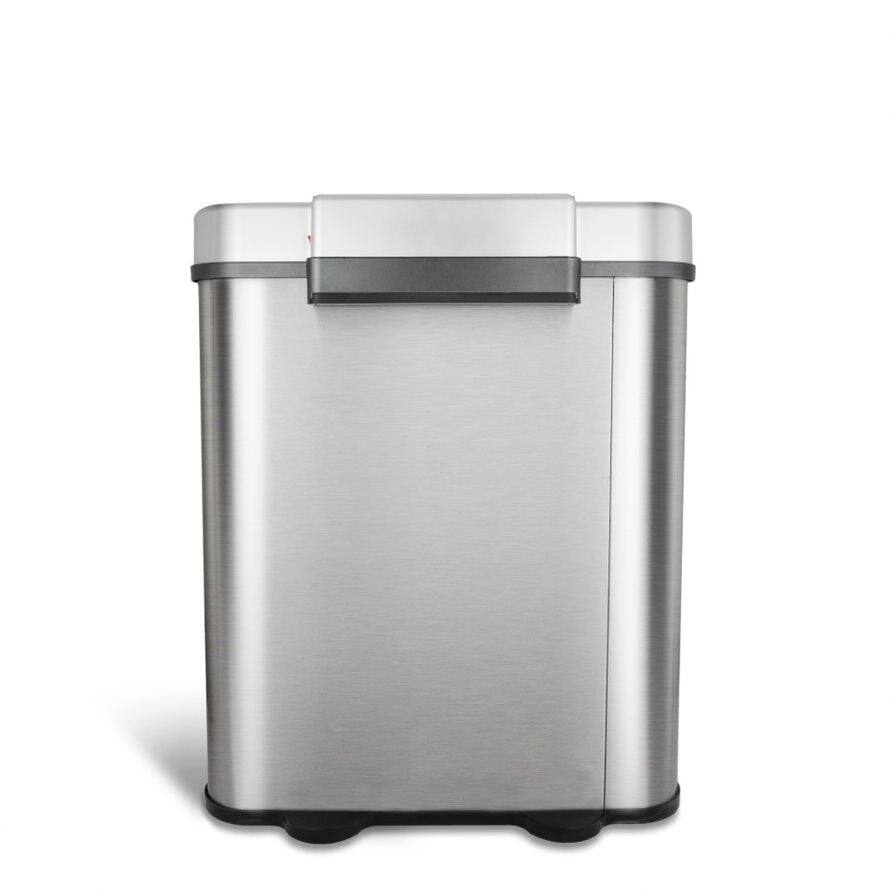 Left. Nine Stars - Dual Compartment Motion Sensor Trash Can 18.5 Gallon.