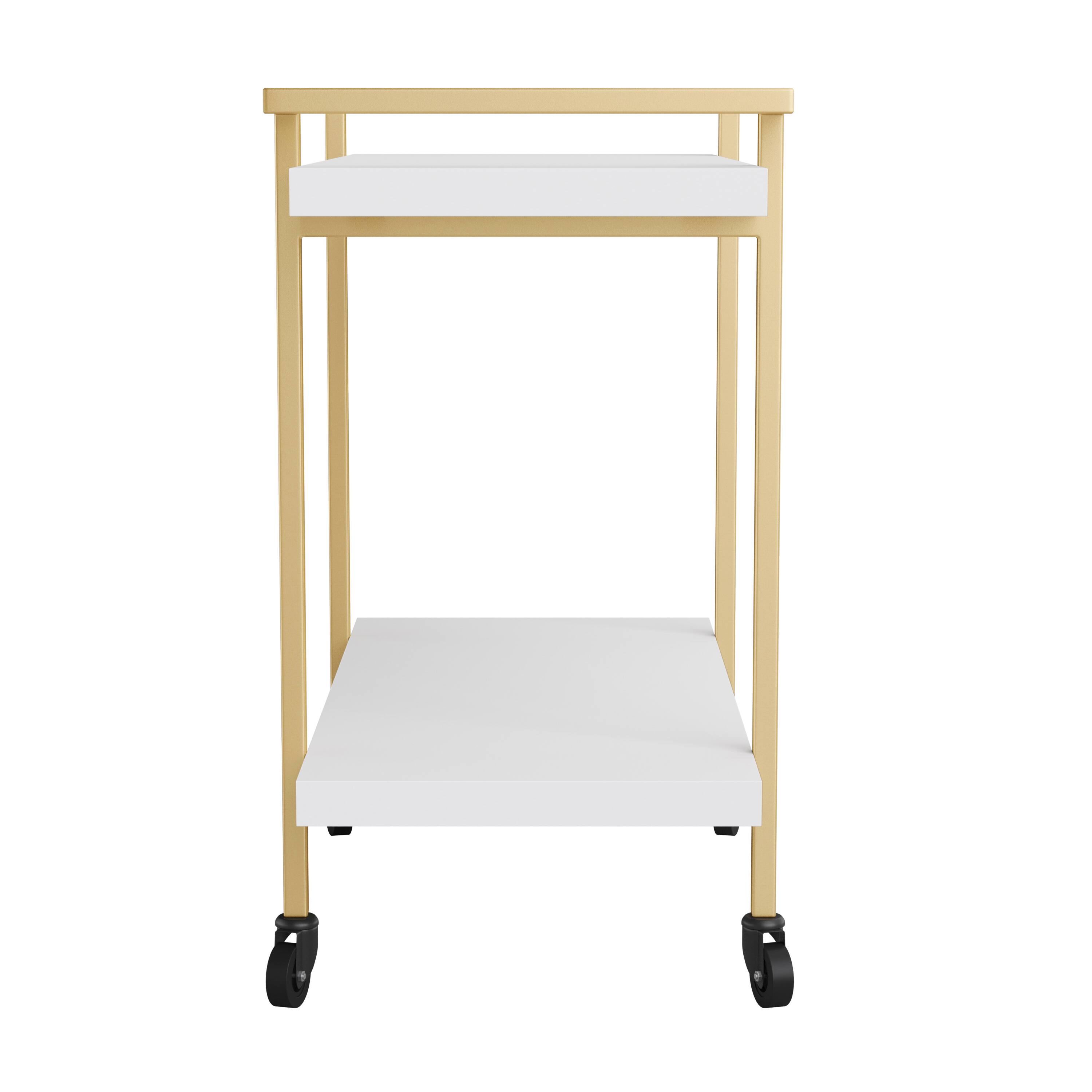 Alt View 19. Martha Stewart - Liam Mobile 2 Tier Printer Cart with Side Storage - White/Polished Brass Frame.