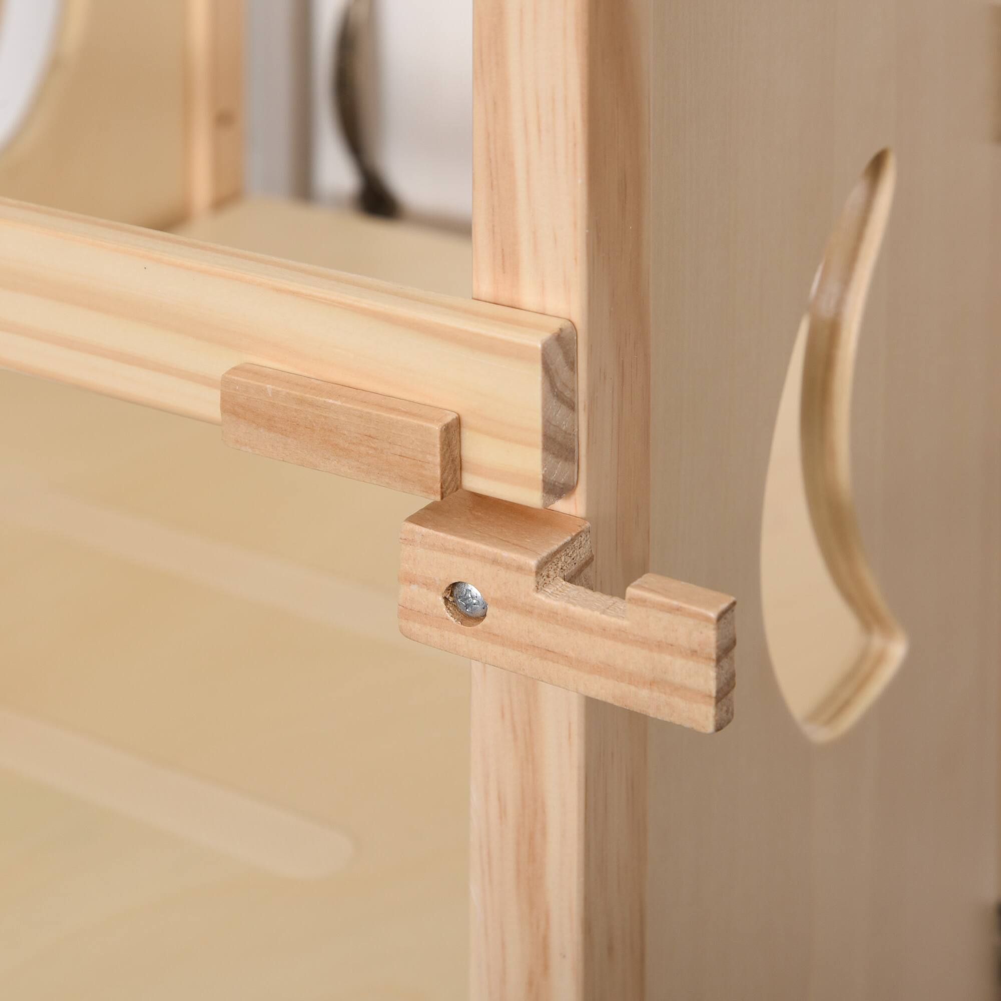 Alt View 5. Qaba - Wooden Kitchen Step Stool for Kids, Foldable Toddler Tower, Helper Stool for Kitchen Counter with Support Handles - natural.