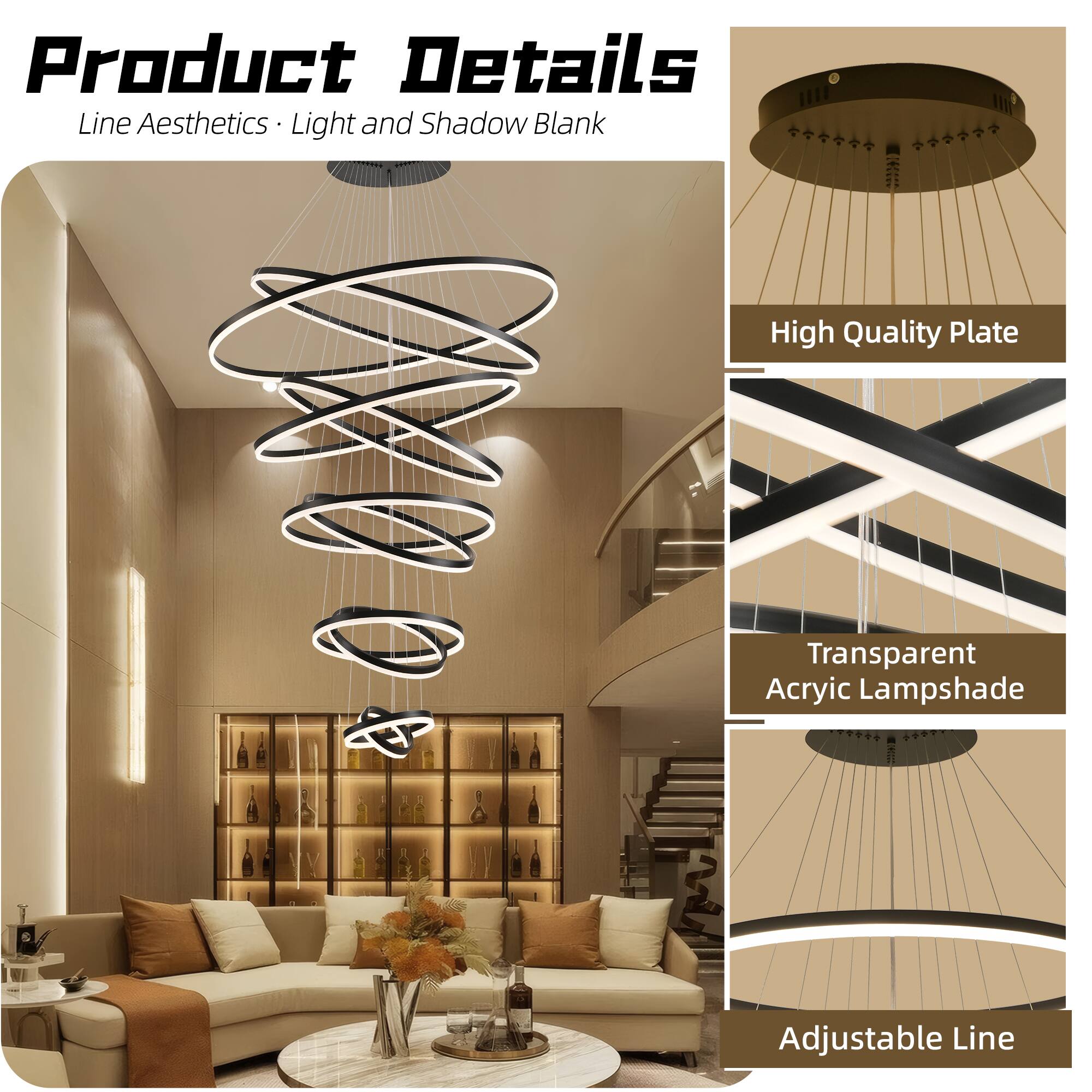 Product Details  
Line Aesthetics • Light and Shadow Blank  

- High Quality Plate  
- Transparent Acrylic Lampshade  
- Adjustable Line
