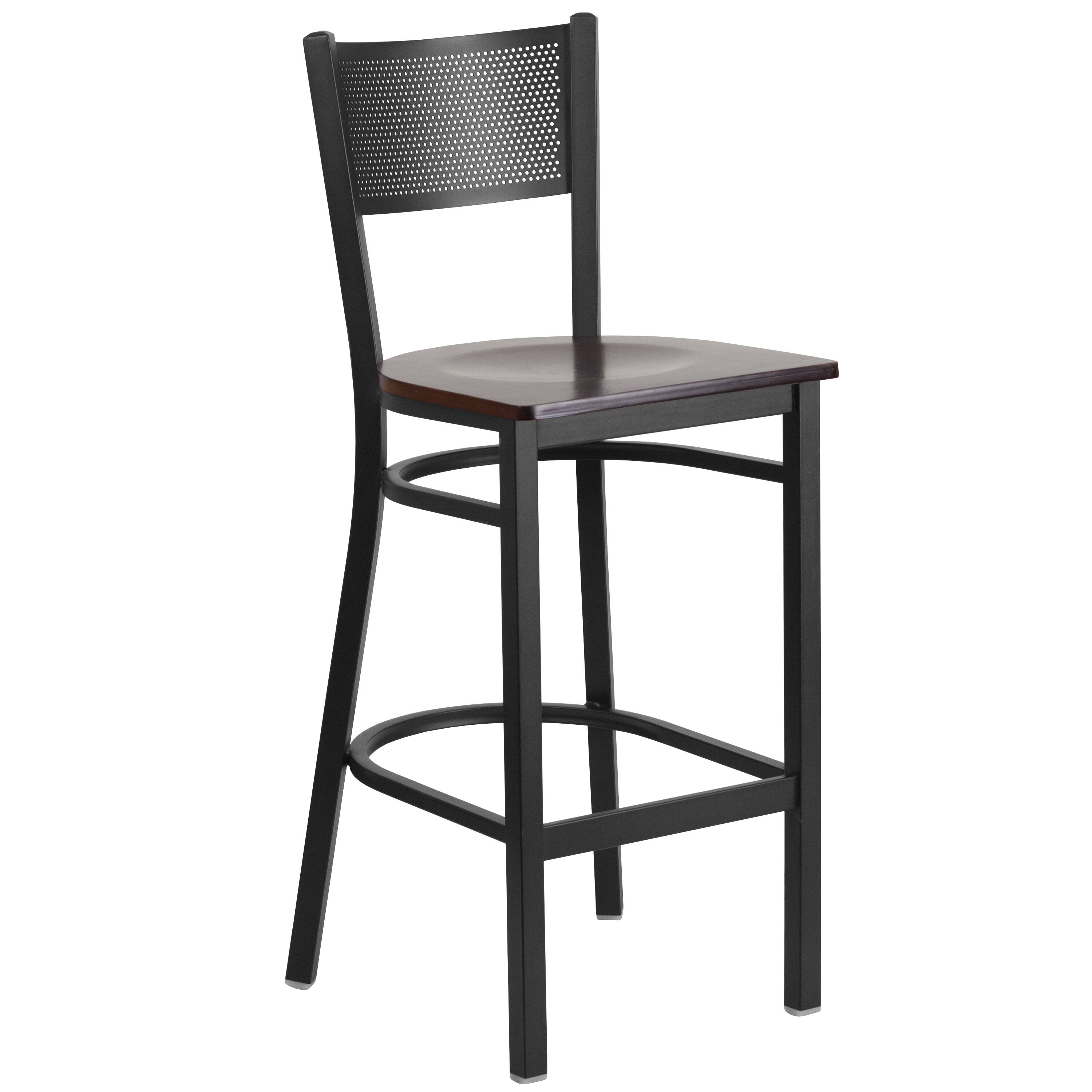 Walnut Wood Seat/Black Metal Frame